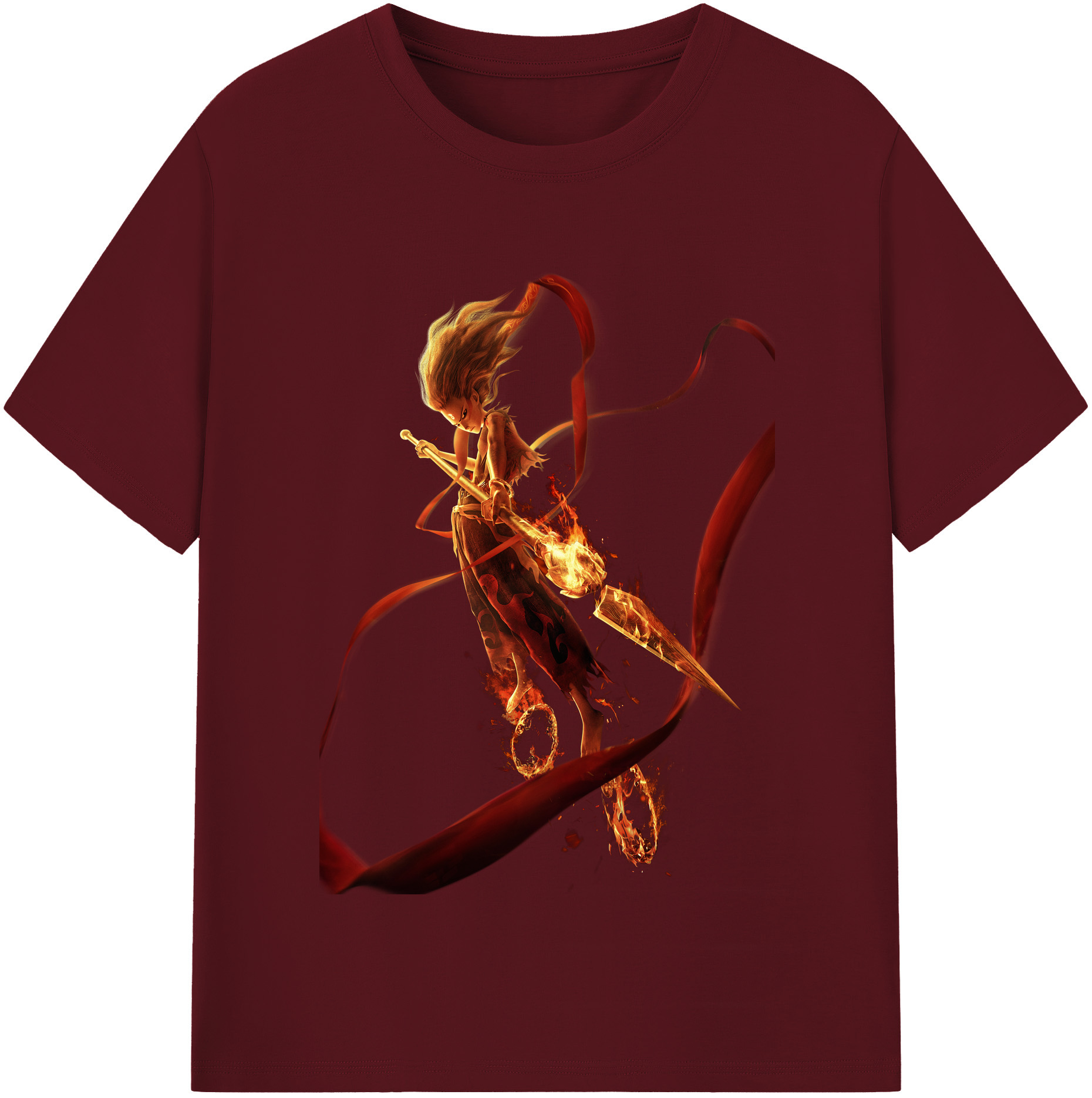 （画像用） Ne Zha 2 ナタ 魔童の大暴れ 綿100％半袖Tシャツ（フロントプリント）
